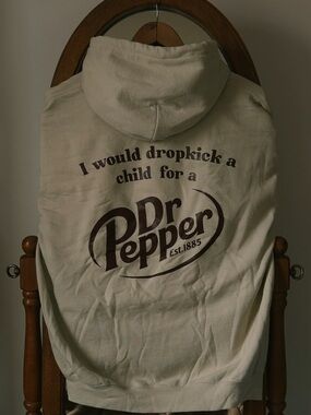 SOLD Dr Pepper Logo Cream Hoodie with Brown Print